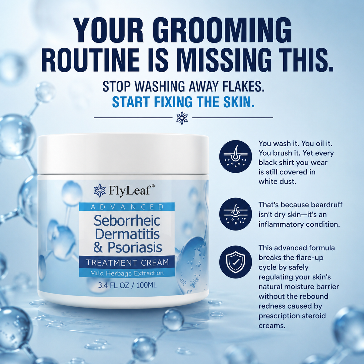 22 Flyleaf®  Visible Beard & Scalp Relief in 7 Days Without Steroids