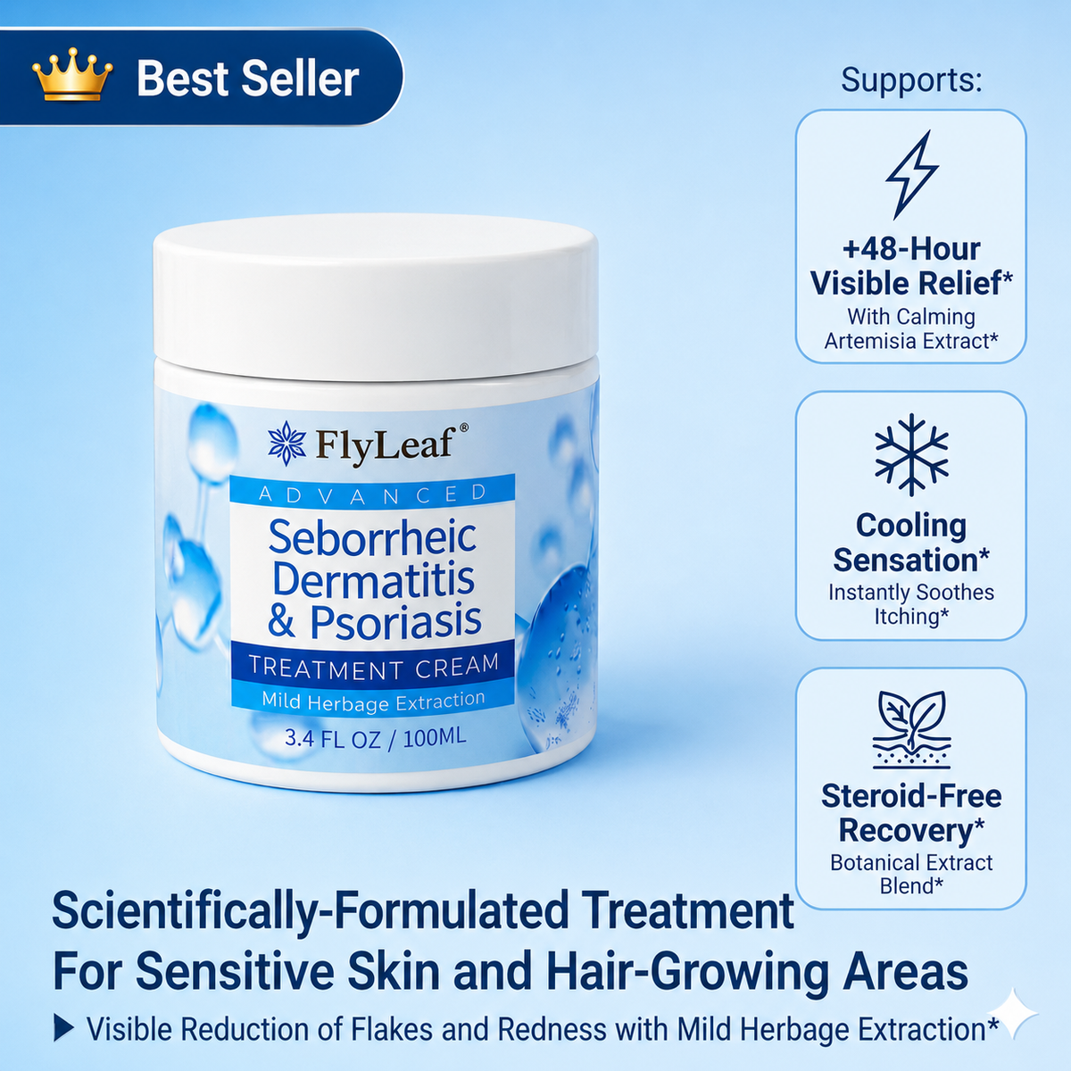 22 Flyleaf®  Visible Beard & Scalp Relief in 7 Days Without Steroids